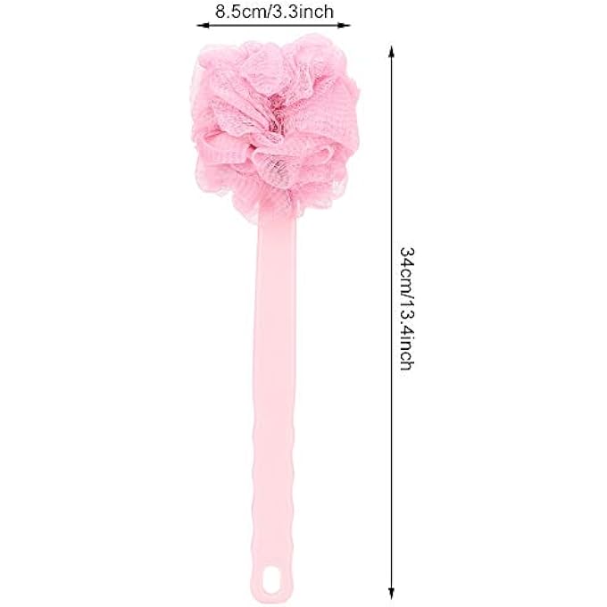 NOENNULL Long Handle Shower Brush, Bath/Shower Ball Brush, Mesh Sponge, Body with Hanging Hole, Scrub, Bath, Body, Back for Men and Women - Image 2